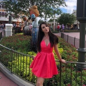 Do & Be Hot Pink Satin Skater Dress
